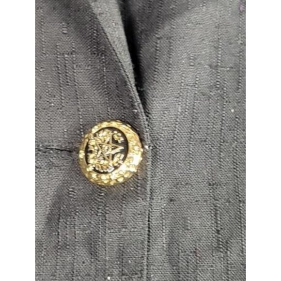 Vintage Joanna Petite Blazer Black Women Sz L Gold Button Office 90s Workwear‎ - Picture 2 of 10